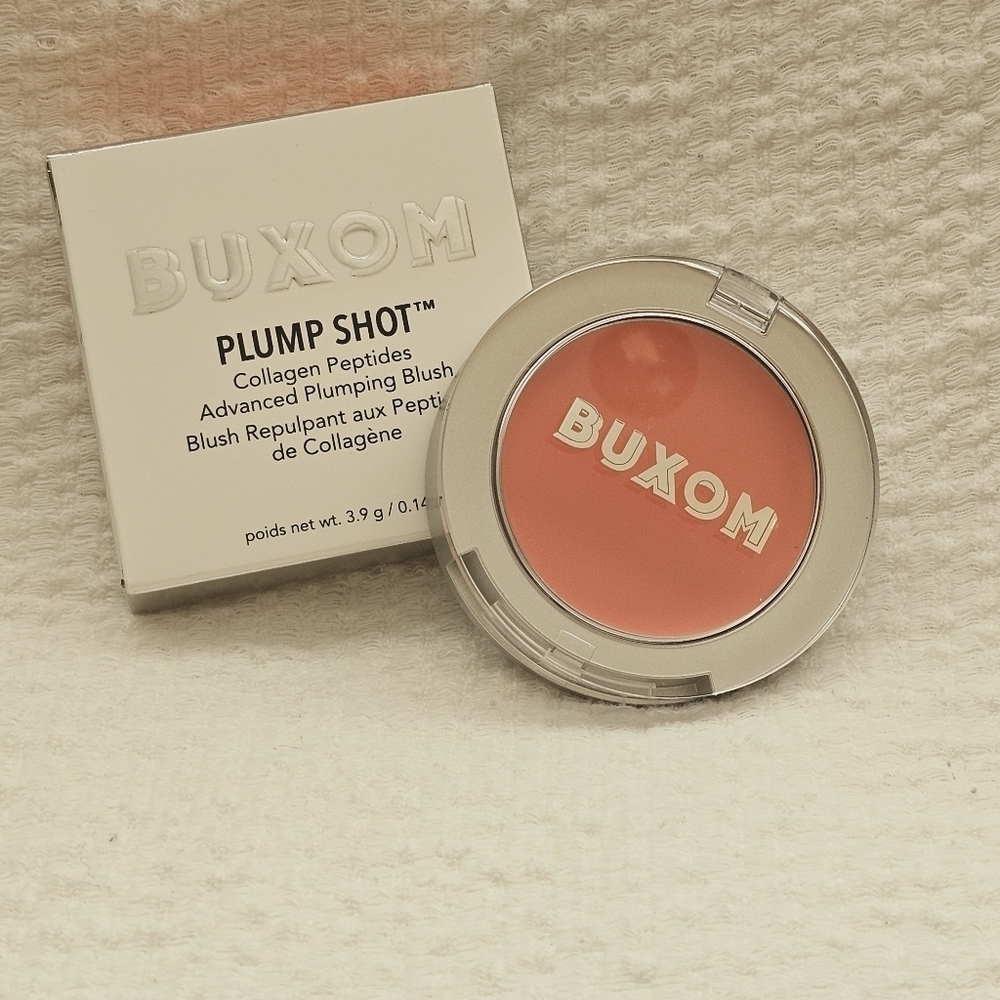 Buxom Plump Shot Collagen Peptides Advanced Plumping Blush shade Coral Cheer